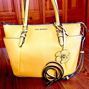 Dana Buchman Butter Yellow “Cherry Tote” Crossbody Satchel